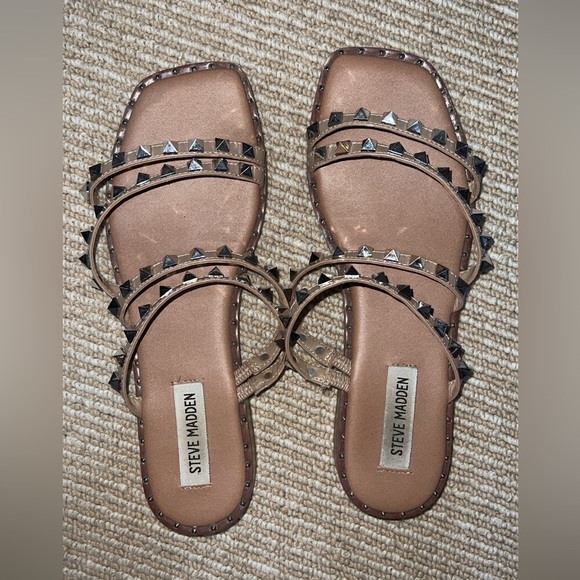 Steve Madden Studded Sandals in Tan and Black - Picture 3 of 6